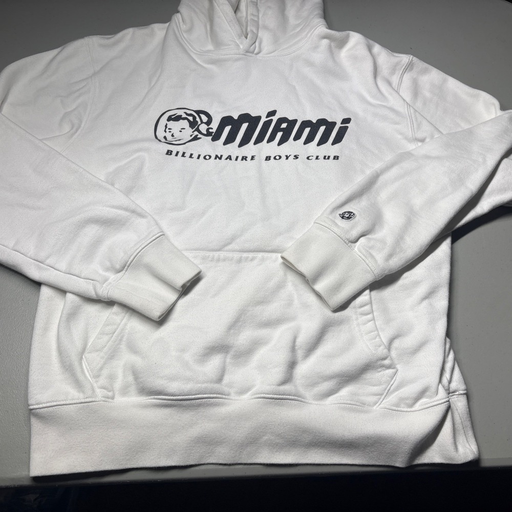 BILLIONAIRE BOYS CLUB Pullover Hoodie Size L With Miami Logo.